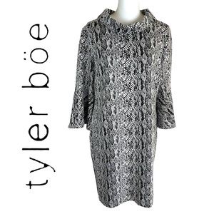 Tyler Boe Knit Mock Turtleneck Snakeskin Print Dress